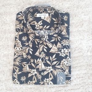 Pierre Cardin Short Sleeve, Button Down, Tropical Themed | XXL